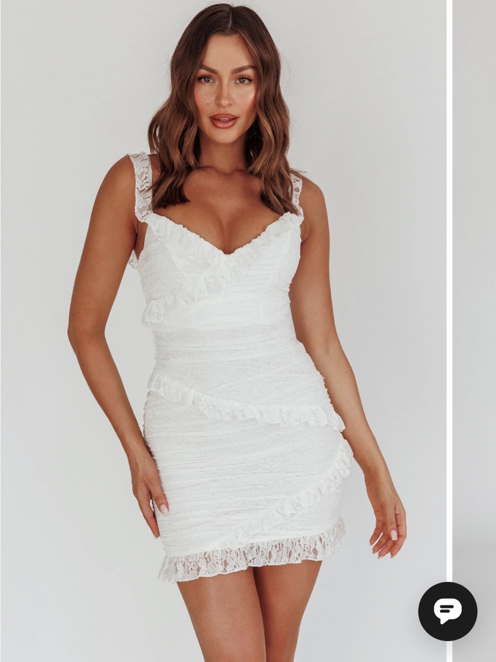 White Lace Ruffled Bodycon Dress | Selfie Leslie La Vida Frill Mini Dress White